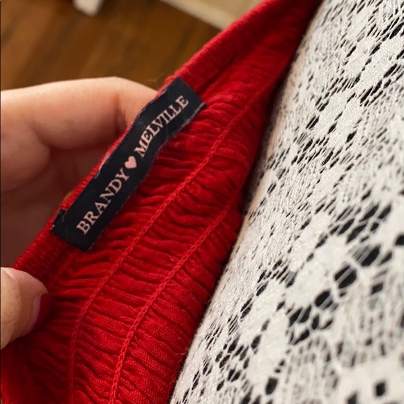 Brandy Melville Red Charlene Smocked Top - Picture 6 of 6